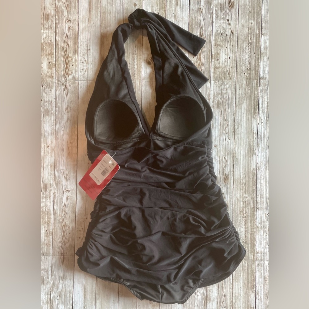 🆕 MAGICSUIT Halter Neck Tummy Control Swim Dress One-Piece Black 10 Medium M - Picture 8 of 16